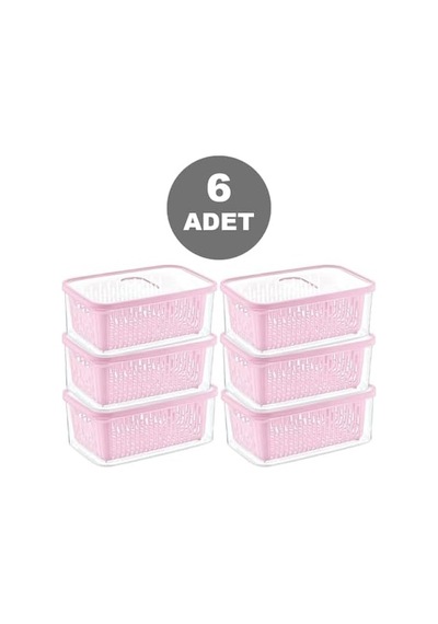 6&apos Lı Süzgeçli Fresh Saklama Kabı Seti 1.6 Lt Plastik Saklama Set 6 Adet