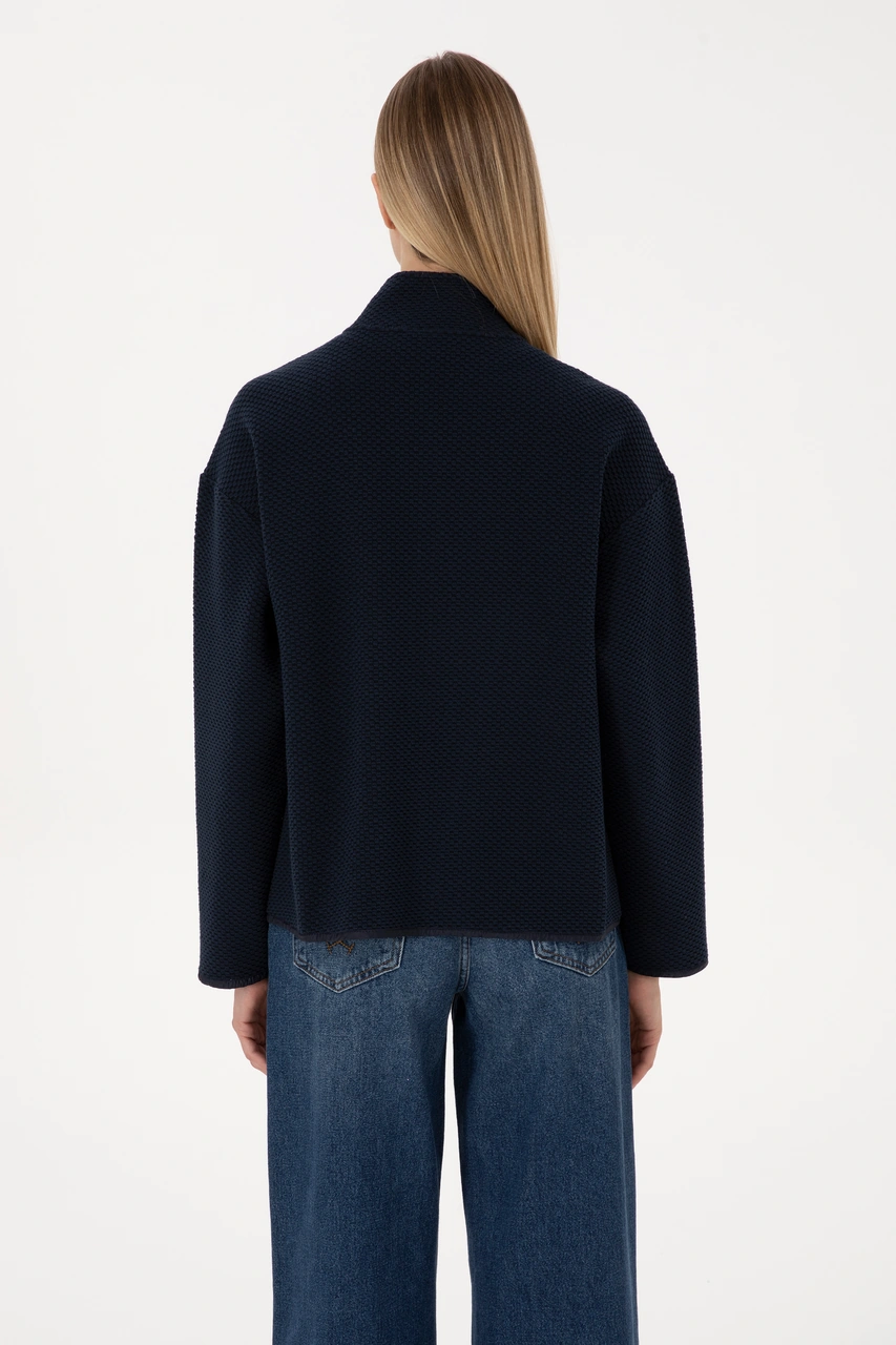 U.S. Polo Assn. Kadın Lacivert Fermuarlı Dik Yaka Sweatshirt 50314173-VR033