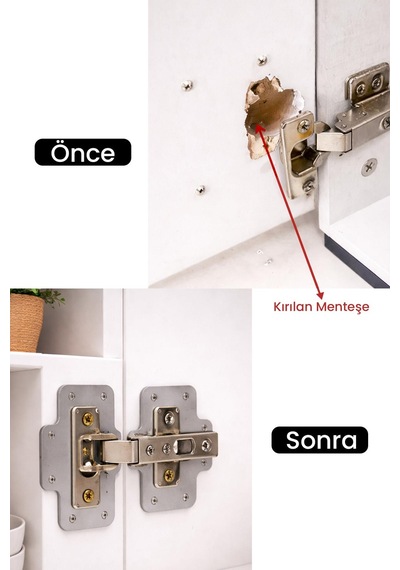 2 Adet Menteşe Tamir Plakası Paslanmaz Dolap Kapak Onarım Sacı Mutfak Banyo Dolap Tamir Seti Diğer