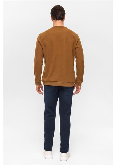 Süvari Koyu Kahve Regular Düz Bisiklet Yaka Sweatshirt Koyu Kahve