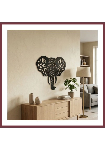 Storeşahin Dekoratif Fil Duvar Tablosu Mdf Lazer Kesim Etnik Desenli Fil Duvar Süsü Modern Dekor Shn0720