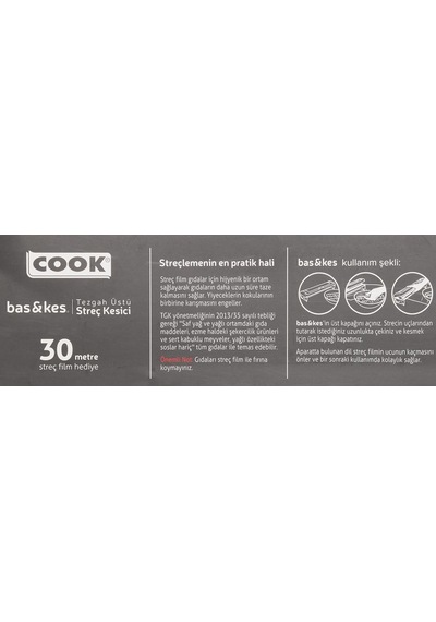 Cook Bas&kes Streç Film Kesme Aparatı, 30 Cm X 30 M, Pembe