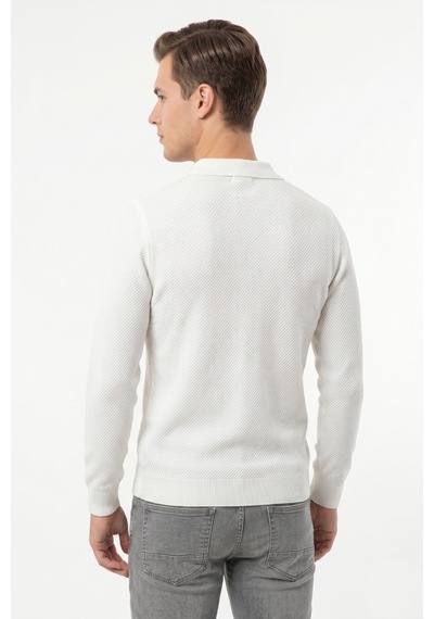 Foterman Erkek Spor Polo Yaka Mevsimlik Kazak Bgl-st05444 Beyaz