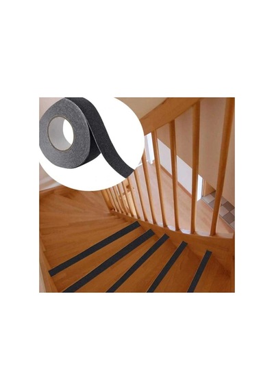 Merdiven Zemin Kaydırmaz Güçlü Bant Yapışkanlı Kaymaz Bant Siyah 25 Mm X 5 Metre Bayi Depom