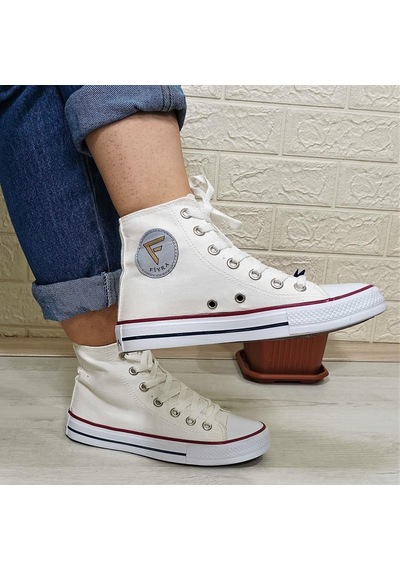 Fiyra 555 Beyaz Uzun Unisex Sneaker Keten Spor Ayakkabı 001