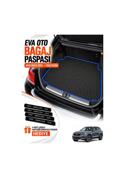Volvo Xc40 2017-2026 Uyumlu Eva Bagaj Paspası Araca Özel Siyah-mavi