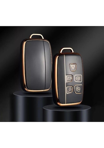 Lüx Land Rover Range Rover Vouge Uyumlu Sport Nano Anahtar Kılıfı Siyah Gold Altın Renk