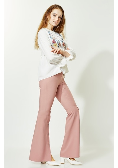 Soralline Kadın Pantalon 1692 Gül Kurusu Ispanyol Paça Gül Kurusu Gülkurusu