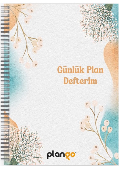Suluboya Çiçek Spiralli Günlük Planlama Defteri - 100 Sayfa - 17x24 Planlayıcı Defter Beyaz - Mor