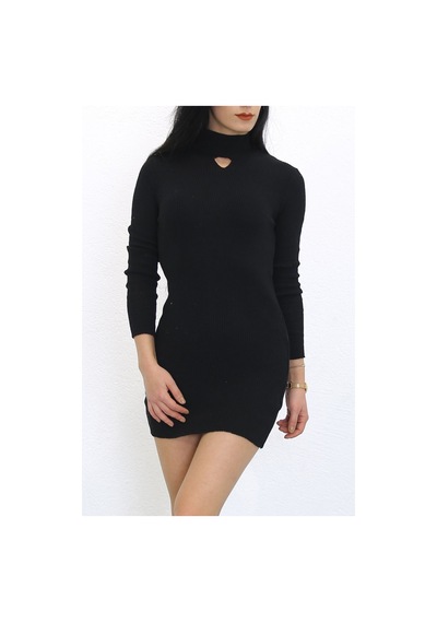 Bensu Store - Yarım Balıkçı Dekolteli Elbise Siyah - 7975.1319. 001