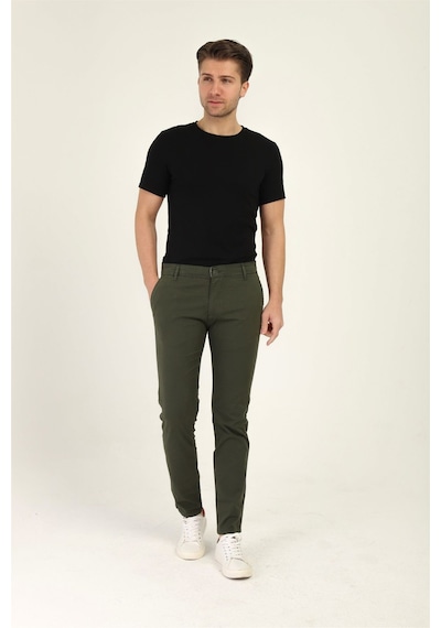 Tom Free Store Erkek Likralı Esnek Kumaş Pamuklu Yumuşak Dokulu Chino Pantolon Haki