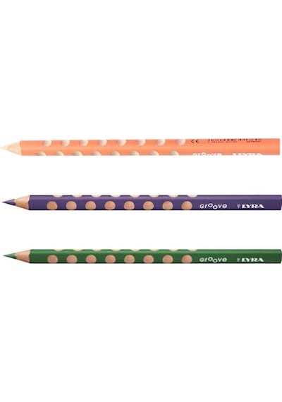 Lyra Groove Jumbo Kuru Boya Kalemi - Mor + Yeşil + Krem Çok Renkli
