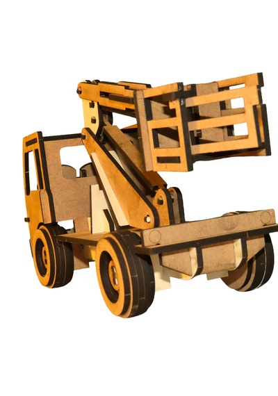 Cherry Picker Truck Ahşap Maket Seti Dıy Sepetli Vinç Modeli Koleksiyoner Serisi 86 Parça