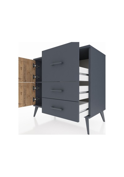 Hyperion Şifonyer Tek Raflı 3 Çekmeceli 2 Kapaklı 88x44x80 Antrasit-çam/antrasit Çam/antrasit Hyperion Şifonyer Tek Raflı 3 Çekmeceli 2 Kapaklı 88x44x80 Antrasit-çam/antrasit Çam/antrasit