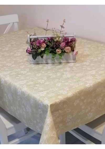 Elyaflı Pvc Muşamba - Desenli Silinebilir Masa Örtüsü 01fnt12114 Bej