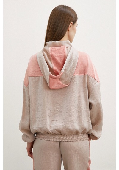 Fermuarlı Garnili Sweatshirt Bej Bej