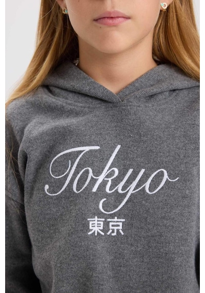 DeFacto Kız Çocuk Kapüşonlu Baskılı Selanik Kumaş Sweatshirt D4294A824WNAR198