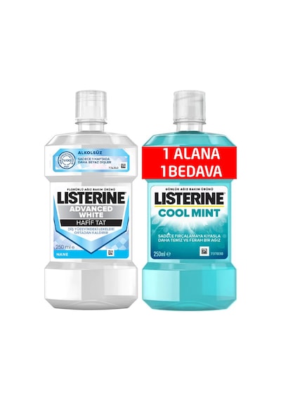 Listerine Ağız Bakım Suyu Advanced White 250 ML + Cool Mint 250 ML