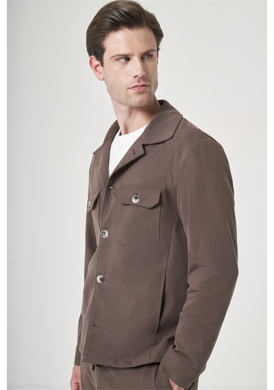 İmza Kahverengi Berberi Yaka Örme Beli Lastikli 6 Drop Slim Fit Astarsız Esnek Takım Elbise 1001260177