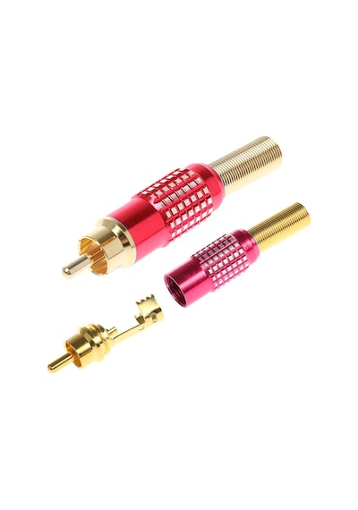 Powermaster Pm-23804 Tos Fiş Metal Gold Kırmızı Rca Soket Ucu Jack