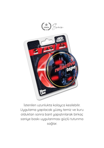 Reflektifbant Reflektif Kedi Gözü Bant Kırmızı 35mm 1,5 Metre Motosiklet Bisiklet Otomobil Dorse Rö