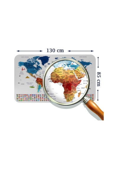 Eğitici - Öğretici Dünya Ve Türkiye Haritası Çocuk Odası Duvar Sticker-85x130-3891 Çok Renkli