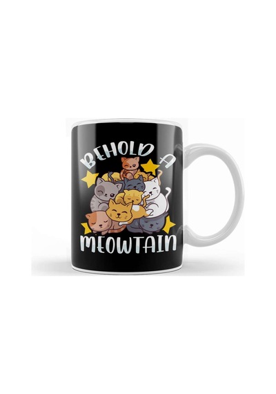 Behold A Meowtain Cute Cat Mountain Funny Kittens Kupa Bardak Porselen Karışık