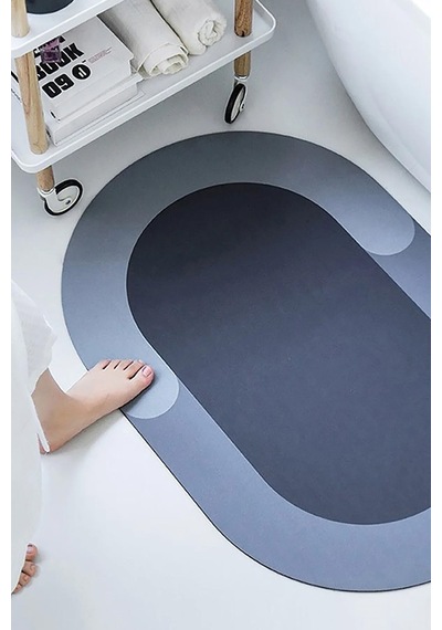 Sihirli Su Emici Banyo Paspası Kaymaz Tabanlı Abdest Paspası 3,5 Mm 57x38 Gri