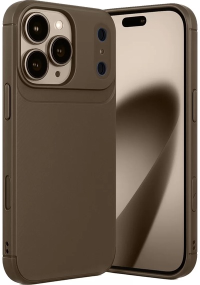 Newface Apple İphone 17 Pro Auto Focus Karbon Kapak - Kahverengi