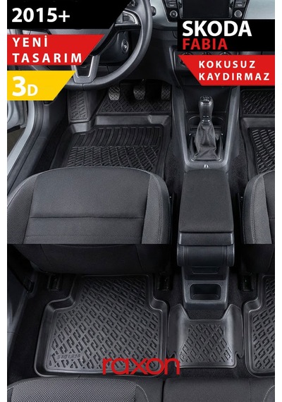 Skoda Fabia 2015+ 3d Havuzlu Paspas Tam Uyumlu Su Geçirmez, Kaymaz