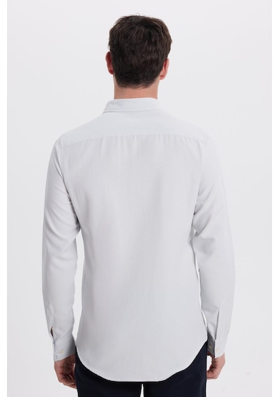 Tudors Erkek Slim Fit Dar Kesim Düz Oxford Armalı Yaka Düğmeli Gri Spor Gömlek-42012 Gri