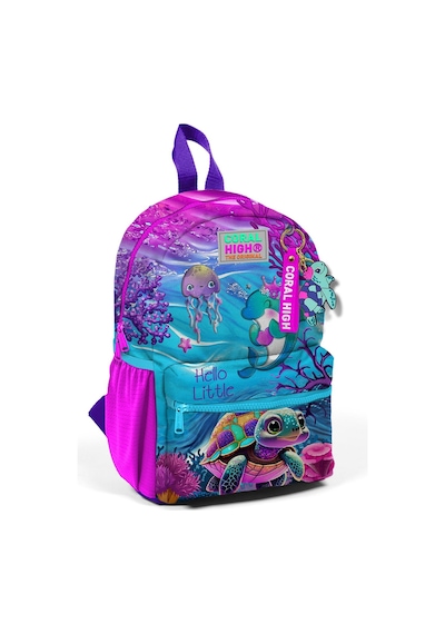 Minik Yuva Sırt Çantası Pembe Mor Kaplumbağa Desenli İki Bölmeli 23556
