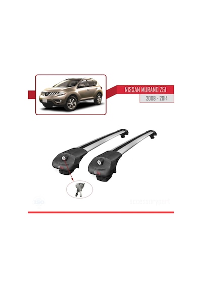 Nissan Murano Z51 2008-2014 Arası İle Uyumlu Ace-1 Ara Atkı Tavan Barı Gri
