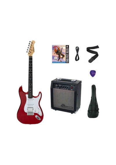 Strauss St-20hhssb-rd Elektro Gitar-metalik Kırmızı Set Anfi-softcase-askı-tel-kablo-pena