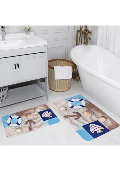 Rovigo Home Baskılı Kaymaz Taban 2 Li Banyo Paspas Takım Rvg5022-100X60-60X50 Çok Renkli