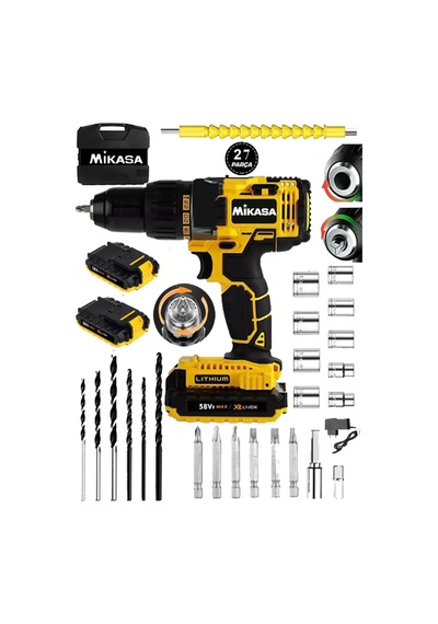 Mikasa Tools Technology 58 V 10 Ah Çelik Şanzuman Bakır Sargılı Çift Akülü Şarjlı Matkap Vidalama