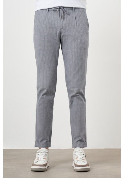 Morven Erkek Lacivert Pamuk Keten Trend İpli Jogger Slim Fit Spor Pantolon Lacivert