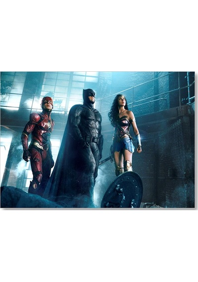 Cakasepetim Justice League Flash, Batman, Wonder Woman Ahşap Mdf Tablo