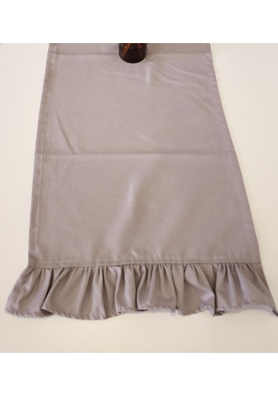 Venüs Keten 2-kenar Fırfırlı Vintage Runner Örtü Gri 40x110