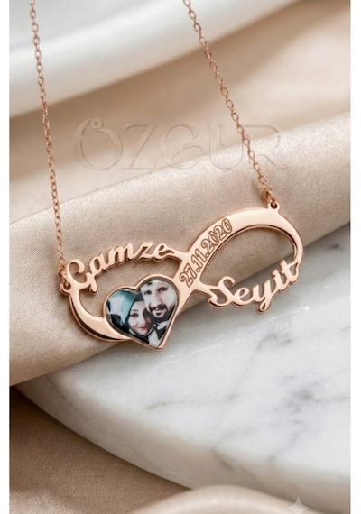 925 Ayar Gümüş İsimli Ve Resimli Kolye Rose Gold