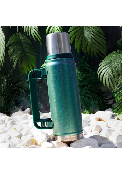 S-link Sl-tm13 Yeşil Kumlama Boya 750ml Iç 304 Dış 201 Sert Plastik Kulp Ve Portatif Paslanmaz Çelik Termos Kupa Yeşil