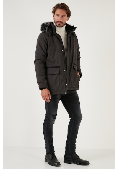 Buratti Peluş Astarlı Suya Ve Rüzgara Dayanıklı Soğuk Geçirmez Slim Fit Erkek Mont 5711051 Füme