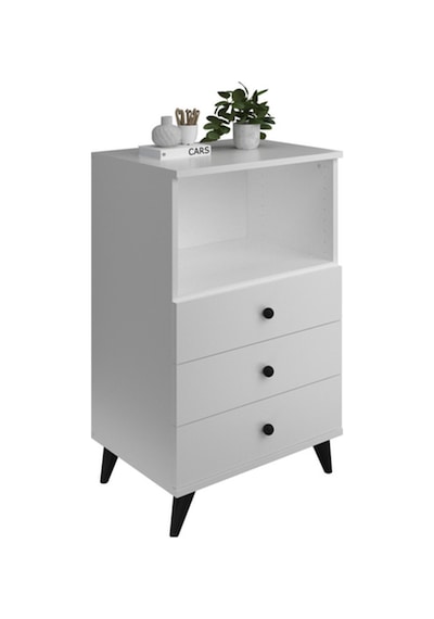 Simple Şifonyer Tek Raflı 3 Çekmeceli 60x44x96 Beyaz Beyaz