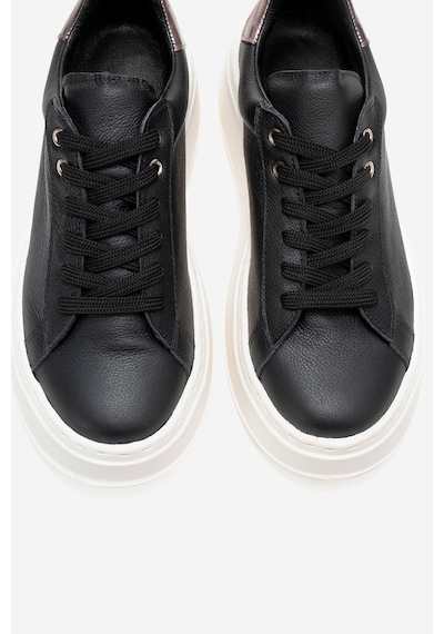 Luvishoes Luvi Shoes Gueno Siyah Cilt Hakiki Deri Kadın Spor Ayakkabı Siyah