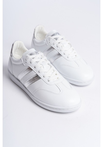 Daxtors Garantili D30004 Günlük Ortopedik Kadın Sneaker Spor Ayakkabı Beyaz-gümüş