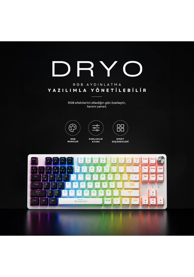 Dryo Rgb Mekanik Oyuncu Klavyesi Red Switch Anti-ghosting Multimedya Kontrol Kadranı Türkçe Q Kablolu Siyah