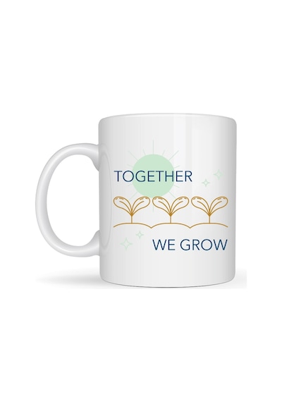 Together We Grow Tasarımlı Porselen Kupa Model 38 Sevgi Temalı Özel Hediye Kupası Çok Renkli