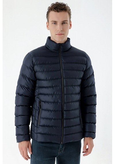 Morven Erkek Lacivert Ekstra Slim Ft Dar Kesim Fermuarlı Kapitone Şişme Mont 99ks024018200 Lacivert
