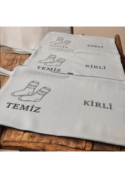 Baskılı Kirli-temiz Seyahat Çorap Torbası Siyah