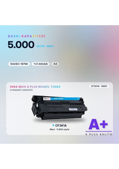 Hp 508a Cf361a Mavi Uyumlu Toner A Plus / Color Laserjet Enterprise M552 / M553 / Mfp M577